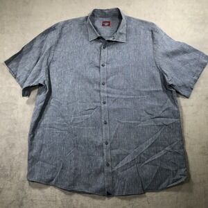 UNTUCKit Shirt Men's 3XL XXXL Blue 100% Linen Button Up Short Sleeve Canon